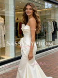 Satin Trumpet Mermaid Sweep Train Ruched Wedding Dress