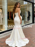 Satin Trumpet Mermaid Sweep Train Ruched Wedding Dress