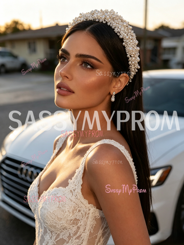 Trumpet Mermaid White Lace Sweep Train Straps Wedding Dress