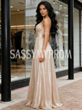 Spaghetti Straps Sparkle Tulle A Line Prom Dress
