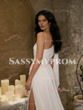 One Shoulder Beading A Line Cut Out Chiffon Wedding Dress