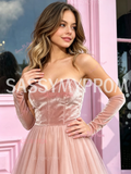 Pink Velvet Short Mini Homecoming Dress