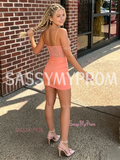 Orange Sweetheart Sequin Bodycon Homecoming Dress