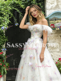 Off The Shoulder Tulle Floral A Line Prom Dress