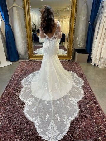 Crystal Embellished Mermaid Tulle Skirt Wedding Dress