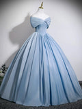 Off The Shoulder A Line Corset Light Blue Prom Dress