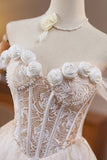 Flower Pearl Short Ivory Lace Homecoming Dress
