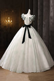 White Tulle & Green Print A Line Prom Dress