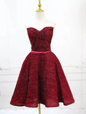 Sweetheart Short Burgundy A Line Homecoming Dress