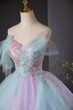Tulle Ombre Sequin Lilac & Blue A Line Prom Dress