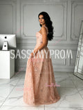 Print Sparkle Pink Star Tulle A Line Prom Dress
