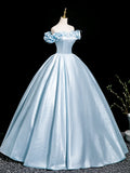 Shoulder Satin Ruffles A-Line Off the Prom Dress