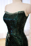 Beading Mermaid Off the Shoulder Green Sequins Prom Dress