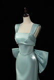 Satin Bow Trumpet Mermaid Green Prom Dress