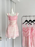 Flowing Skirt Summer Pink Sling Dress