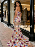 Floral Lace Trumpet Mermaid Sweetheart Prom Dress