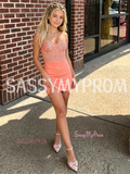 Orange Sweetheart Sequin Bodycon Homecoming Dress