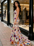 Floral Lace Trumpet Mermaid Sweetheart Prom Dress