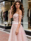 Lace Strapless Pink A Line Bow Tulle Wedding Dress