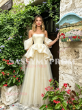 Ivory Off The Shoulder Tulle Spakle A Line Prom Dress