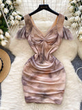 Ruching Stretch Nude-Toned Dress