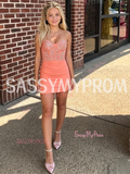 Orange Sweetheart Sequin Bodycon Homecoming Dress