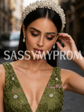 Sheath Column Oliver Flower Rose V Neck Prom Dress