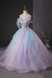 Tulle Ombre Sequin Lilac & Blue A Line Prom Dress