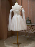 Tulle Lace Knee Length Appliques A-Line Homecoming Dress