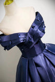 Satin A Line Flower Purple Satin Long Prom Dress