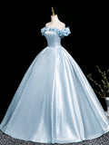 Shoulder Satin Ruffles A-Line Off the Prom Dress