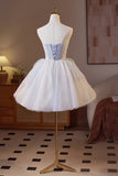 Tulle Short Floral Purple Sparkling Homecoming Dress