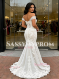 Lace Trumpet Mermaid Appliques Off The Shoulder Wedding Dress