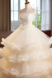 Tulle Ruffles A Line Sweetheart Champagne Prom Dress