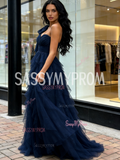 Tulle Layers A Line Sparkle One Shoulder Prom Dress