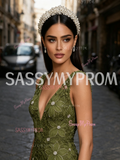 Sheath Column Oliver Flower Rose V Neck Prom Dress