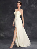 Chiffon Sweetheart A Line Appliques Wedding Dress With Slit