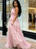 Tulle Layers A Line Sparkle One Shoulder Prom Dress