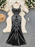 Black Crystal Sheath Bodycon Party Dress