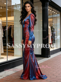 Long Sleeve V Neck Ombre Organza Trumpet Mermaid Prom Dress
