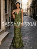 Sheath Column Oliver Flower Rose V Neck Prom Dress