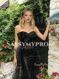 Off The Shoulder Black Tulle Sequin Trumpet Mermaid Prom Dress