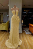Cut Out Silver Sequin Strapless Trumpet Mermaid Prom Dress
