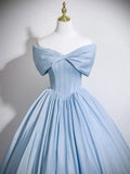 Off The Shoulder A Line Corset Light Blue Prom Dress
