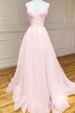 Draped Bodice A-Line Yellow Tulle Prom Dress