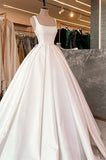 Staps Satin Ball Gown Elegant Wedding Dress