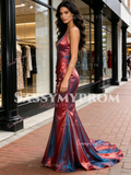Deep V Neck Trumpet Mermaid 2 Colors Organza Prom Dress
