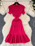 Red Cozy Causal Knit Bodycon Dress