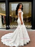 Lace Trumpet Mermaid Appliques Off The Shoulder Wedding Dress