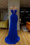 Cut Out Silver Sequin Strapless Trumpet Mermaid Prom Dress